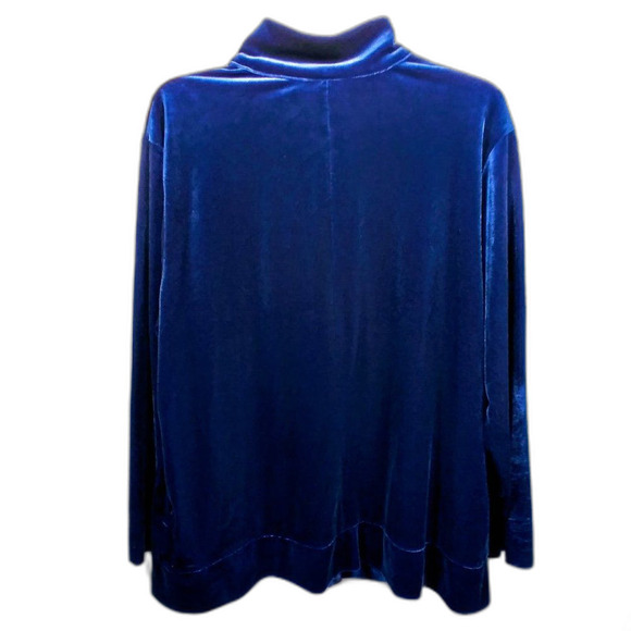 Jaclyn Smith Blue Floral Applique Velveteen Zip Up Jacket XL-XXL - Picture 5 of 10